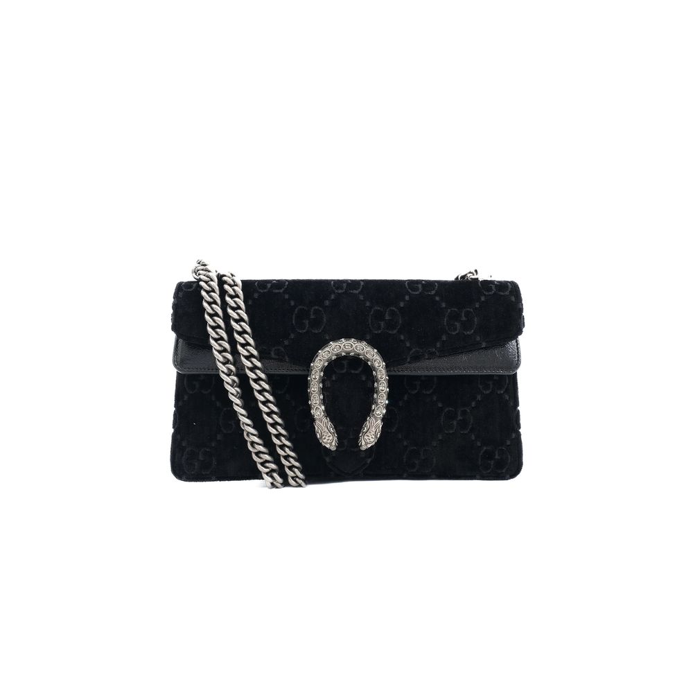 Excellent Gucci Black Textile Handbag with Chain Strap